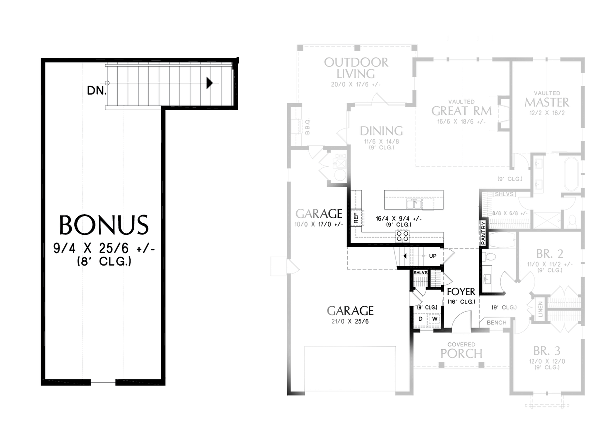Add Bonus Room to Mascord Humboldt-Modern Farmhouse Design, Beautiful Outdoor Spaces!-Add Bonus Room