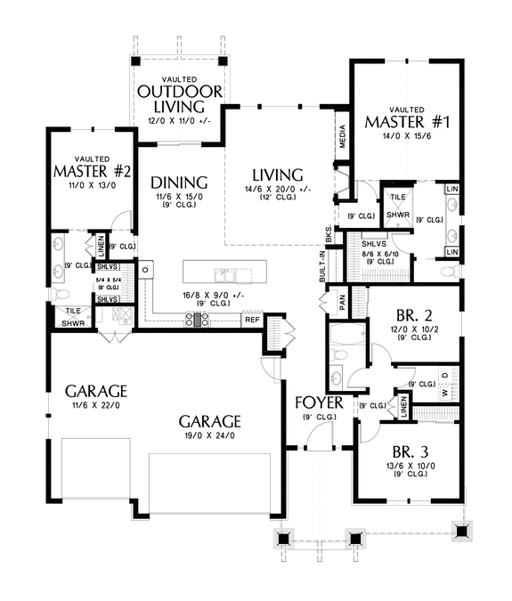Main Floor Plan image for Mascord Americano-Perfect Plan for Empty Nesters or Young Families-Main Floor Plan