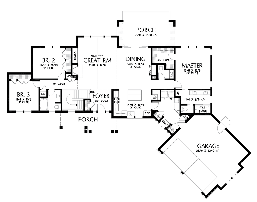 Main Floor Plan image for Mascord Haich-Beautiful, Welcoming Small Ranch House-Main Floor Plan