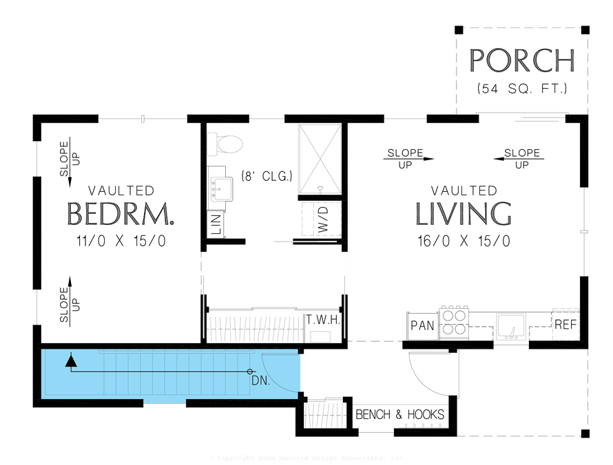 Basement Stair Location image for Mascord Mosely-ADA Friendly Dwelling Unit-Basement Stair Location