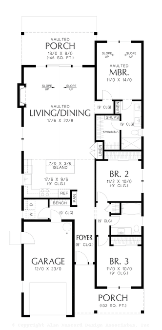 Main Floor Plan image for Mascord Blackwood-Sized perfectly for narrow lots-Main Floor Plan
