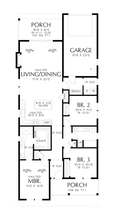 Main Floor Plan image for Mascord Helifield-Great Plan for Infill and Narrow Lots-Main Floor Plan