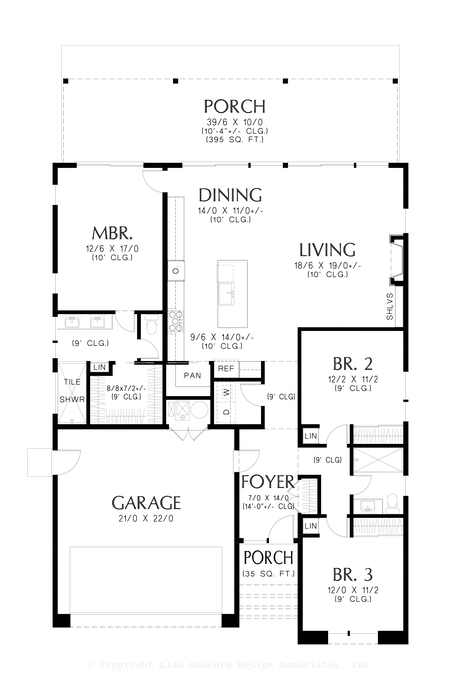 Main Floor Plan image for Mascord Ysidro-Great Modern Floorplan with Clerestory Foyer-Main Floor Plan