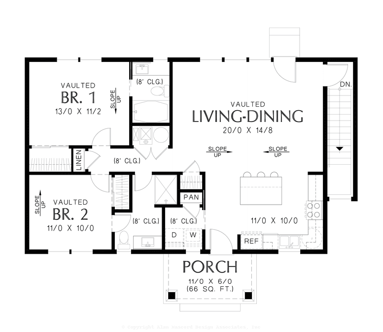 Basement Stair Location image for Mascord Morecroft-Affordable Comfort With Style-Basement Stair Location
