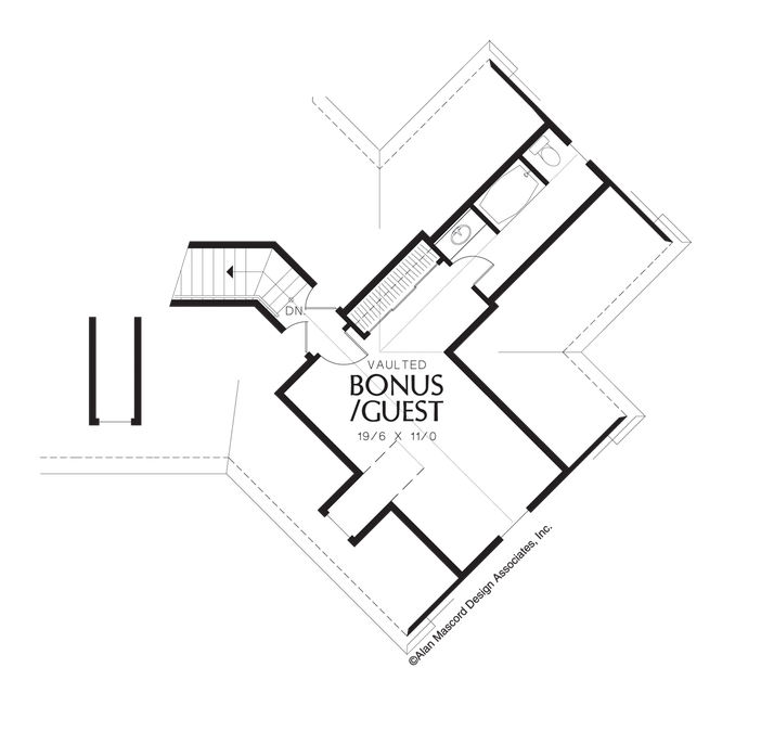 Upper Floor Plan image for Mascord Cainsville-European Style Plan with Vaulted Great Room-Upper Floor Plan