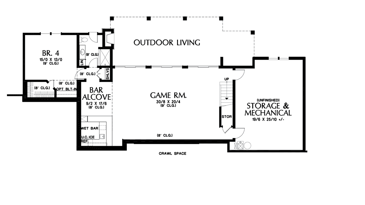 Lower Floor Plan image for Mascord Lynville-Wonderful modern house plan design with great amenities-Lower Floor Plan