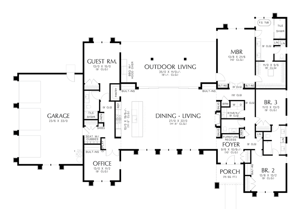 Main Floor Plan image for Mascord Clarksville--Main Floor Plan