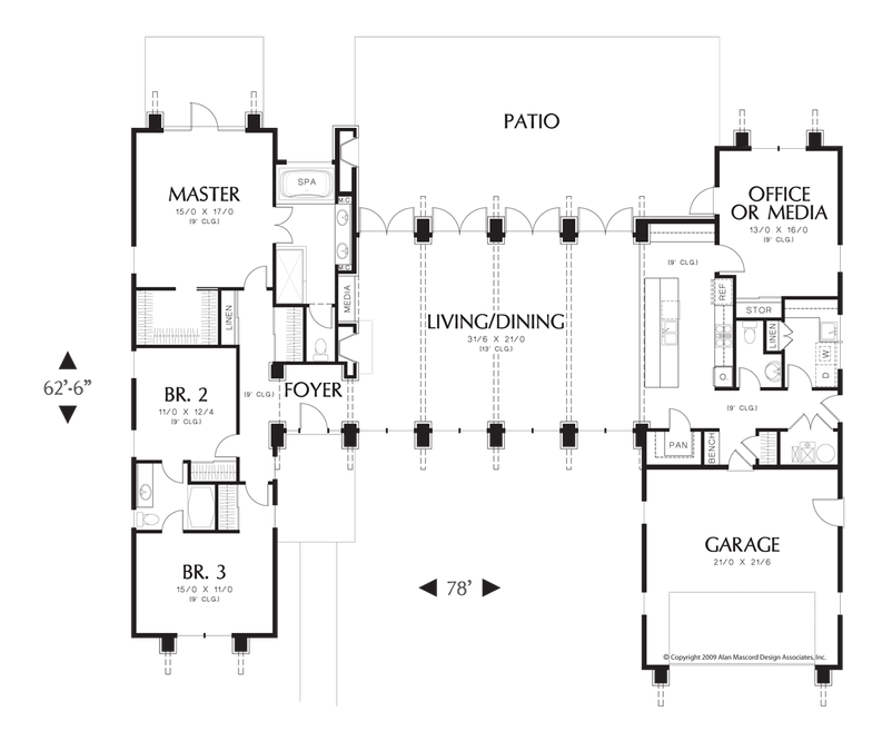 Main Floor Plan image for Mascord Hampton-Surround Yourself with Natural Beauty-Main Floor Plan