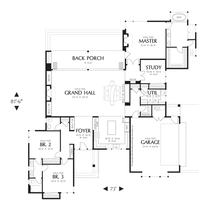 Main Floor Plan image for Mascord Caprica-You Deserve a Stunning Home Design!-Main Floor Plan