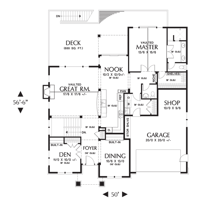 Main Floor Plan image for Mascord Brandywine-A Home that Lets You Enjoy the Great Outdoors-Main Floor Plan