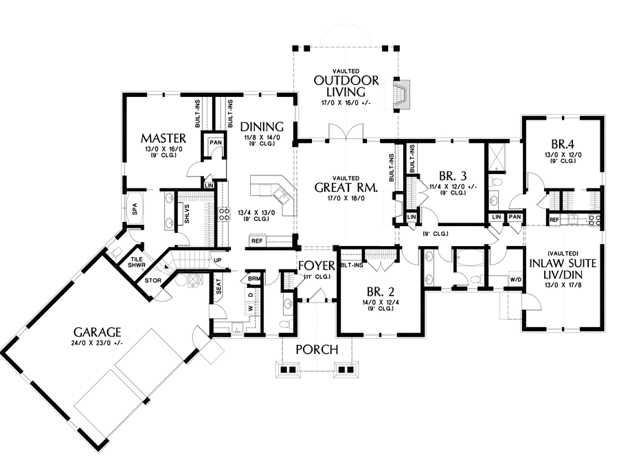 Main Floor Plan image for Mascord Bishop-In-law Suite Addition to Hugely Popular Ranch-Main Floor Plan