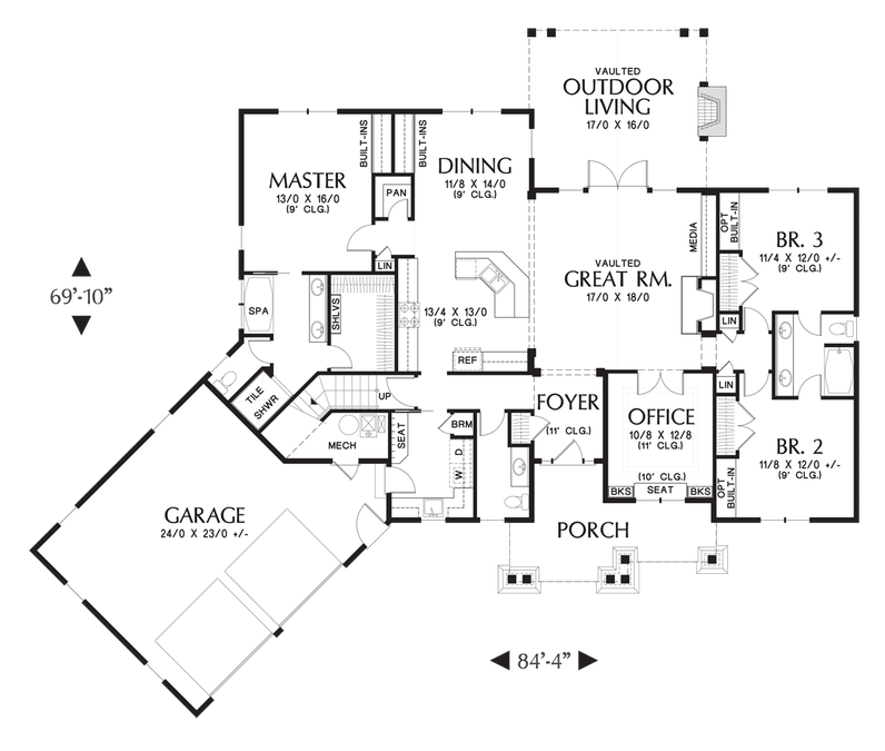 Main Floor Plan image for Mascord Ripley-Stylish Single Story with Great Outdoor Space-Main Floor Plan