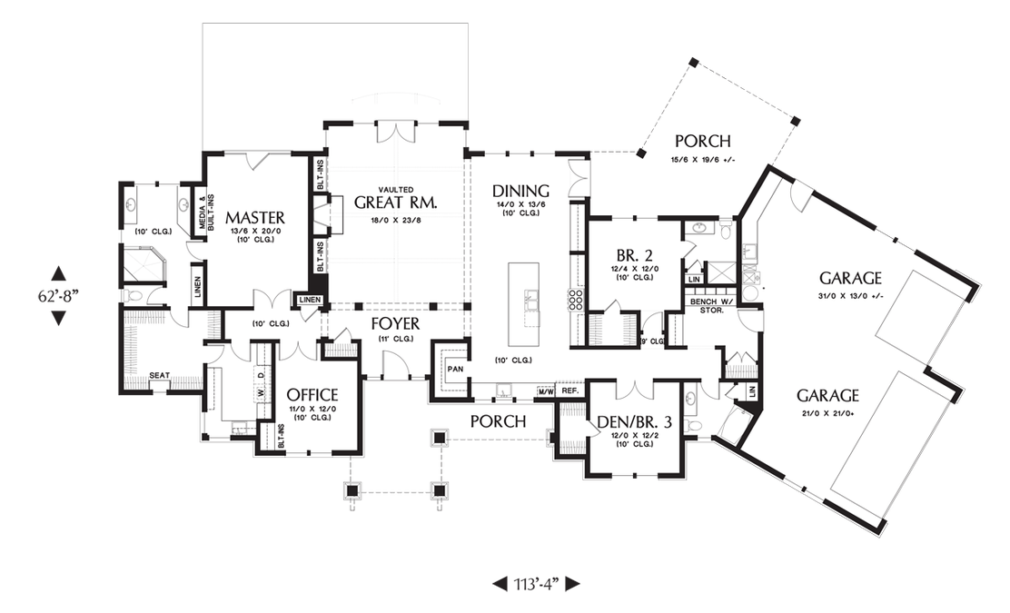 Main Floor Plan image for Mascord Westfall-Award Winning NW Ranch Style Home-Main Floor Plan