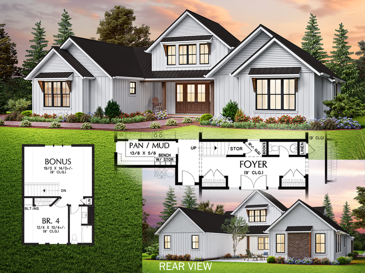 Add 4th Bedroom w/Bonus to Mascord Conrod-Private Courtyard Living-Add 4th Bedroom w/Bonus