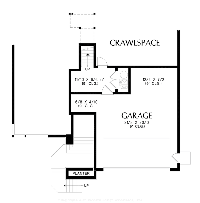 Lower Floor Plan image for Mascord Serenity-Great Modern Design for Upsloping Lots-Lower Floor Plan