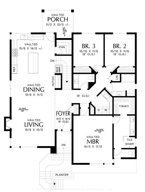 Main Floor Plan image for Mascord Serenity-Great Modern Design for Upsloping Lots-Main Floor Plan