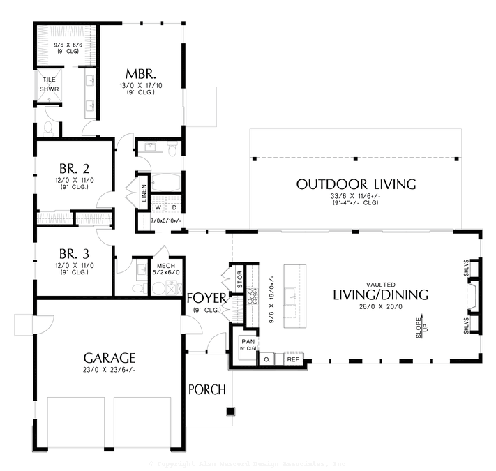 Main Floor Plan image for Mascord Willowtree-Perfect Contemporary For Outdoor Connections-Main Floor Plan
