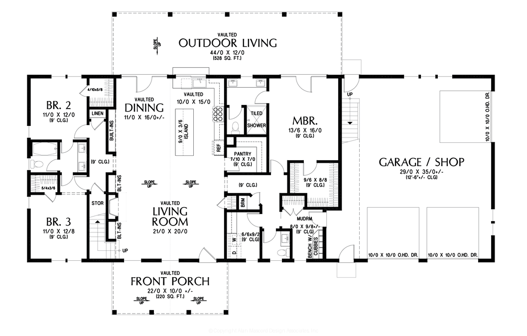 Main Floor Plan image for Mascord Prairie Pine-Traditional Barndominium Home-Main Floor Plan