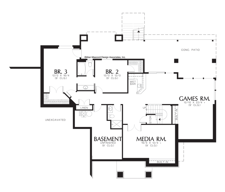 Lower Floor Plan image for Mascord Damstrom-European Plan with Great Curb Appeal-Lower Floor Plan
