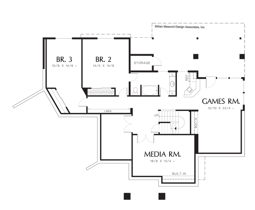 Lower Floor Plan image for Mascord Cogan-Contemporary Plan with Master Suite on the Main-Lower Floor Plan