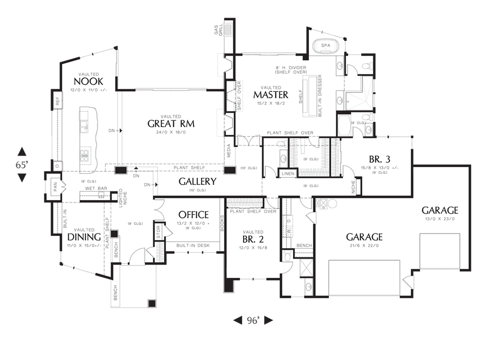 Main Floor Plan image for Mascord Mercer-Single Story Contemporary Plan-Main Floor Plan