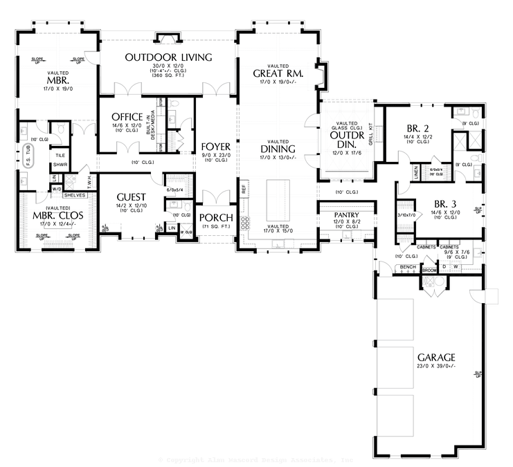 Main Floor Plan image for Mascord Templeton-Wonderful Amenity Rich Farmhouse with Extensive Garage-Main Floor Plan