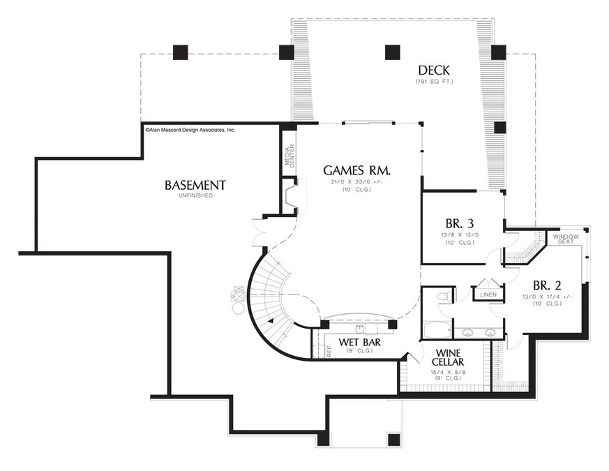 Lower Floor Plan image for Mascord Jalena-Designed for Spectacular Rear View-Lower Floor Plan