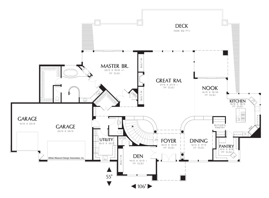 Main Floor Plan image for Mascord Jalena-Designed for Spectacular Rear View-Main Floor Plan