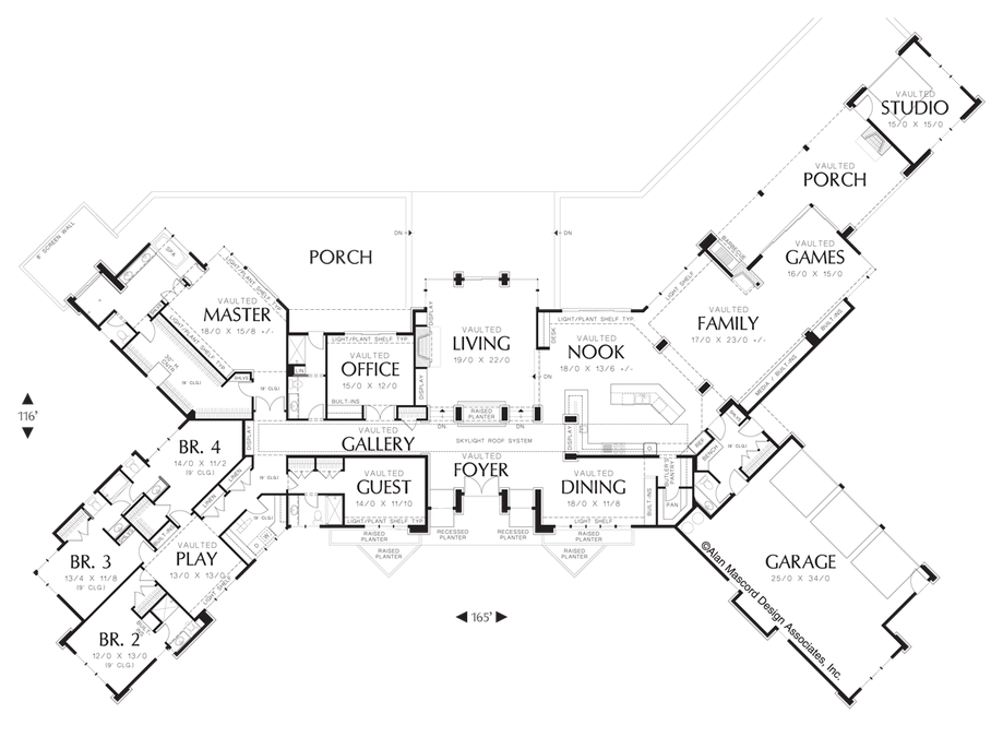 Main Floor Plan image for Mascord Harrisburg-Prairie Home with Multiple Wings and Attached Studio-Main Floor Plan