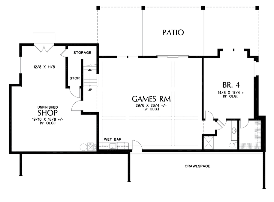 Lower Floor Plan image for Mascord St Louis-Warm Rustic Touches on a Modern Home Design -Lower Floor Plan