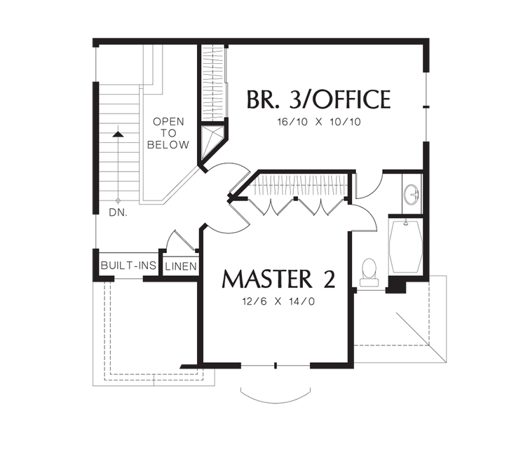 Upper Floor Plan image for Mascord Gilmore-Charming House Plan with Enticing Entrance-Upper Floor Plan