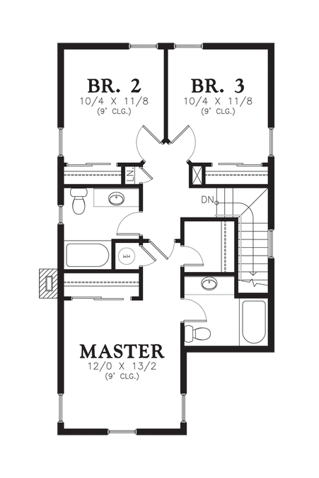 Upper Floor Plan image for Mascord Sullivan-Charming Coastal Layout-Upper Floor Plan