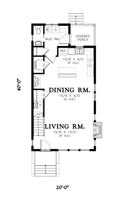 Main Floor Plan image for Mascord Garvin-Coastal Colonial, Compact Charm-Main Floor Plan
