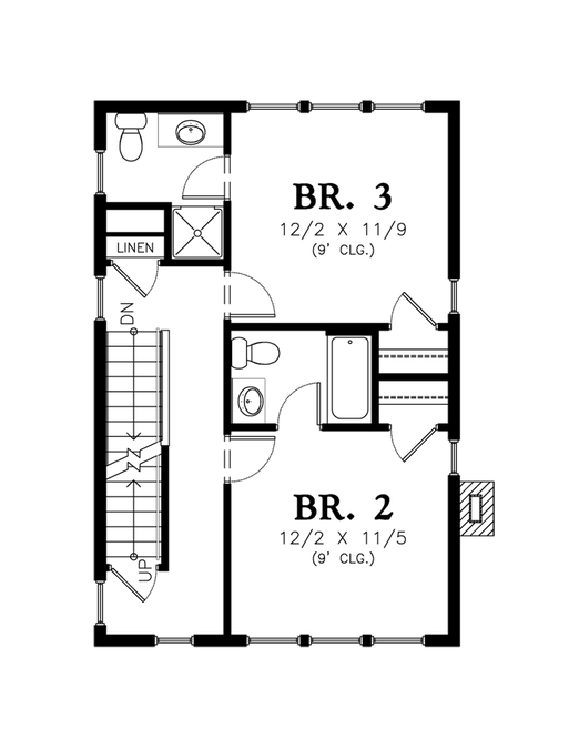 Upper Floor Plan image for Mascord Garvin-Coastal Colonial, Compact Charm-Upper Floor Plan