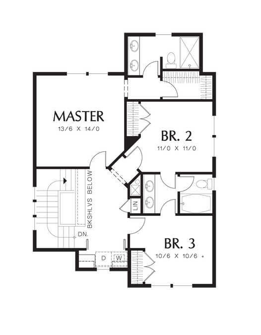 Upper Floor Plan image for Mascord Hazel Green-Raise Your Family in This Beautiful Craftsman Home-Upper Floor Plan