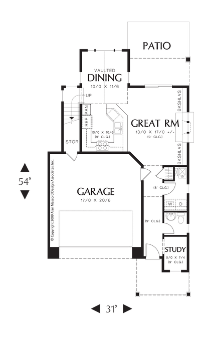 Main Floor Plan image for Mascord Carpenterville-Enjoy the Good Life in this Feature-Rich Cottage -Main Floor Plan
