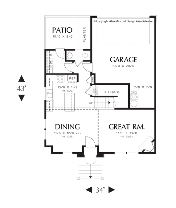 Main Floor Plan image for Mascord Hilldale-So Many Well Designed Spaces in a Compact Package -Main Floor Plan