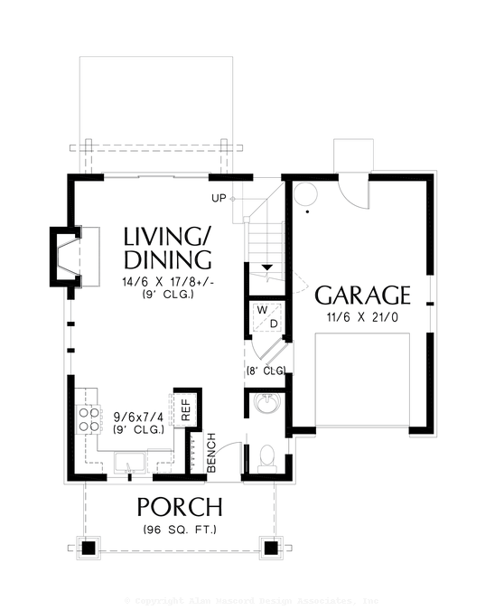 Main Floor Plan image for Mascord Geneva-Traditional Craftsman Home Crammed with Character-Main Floor Plan