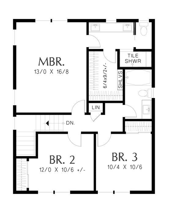Upper Floor Plan image for Mascord Pleasantville-Wonderful Layout with Compact Footprint-Upper Floor Plan