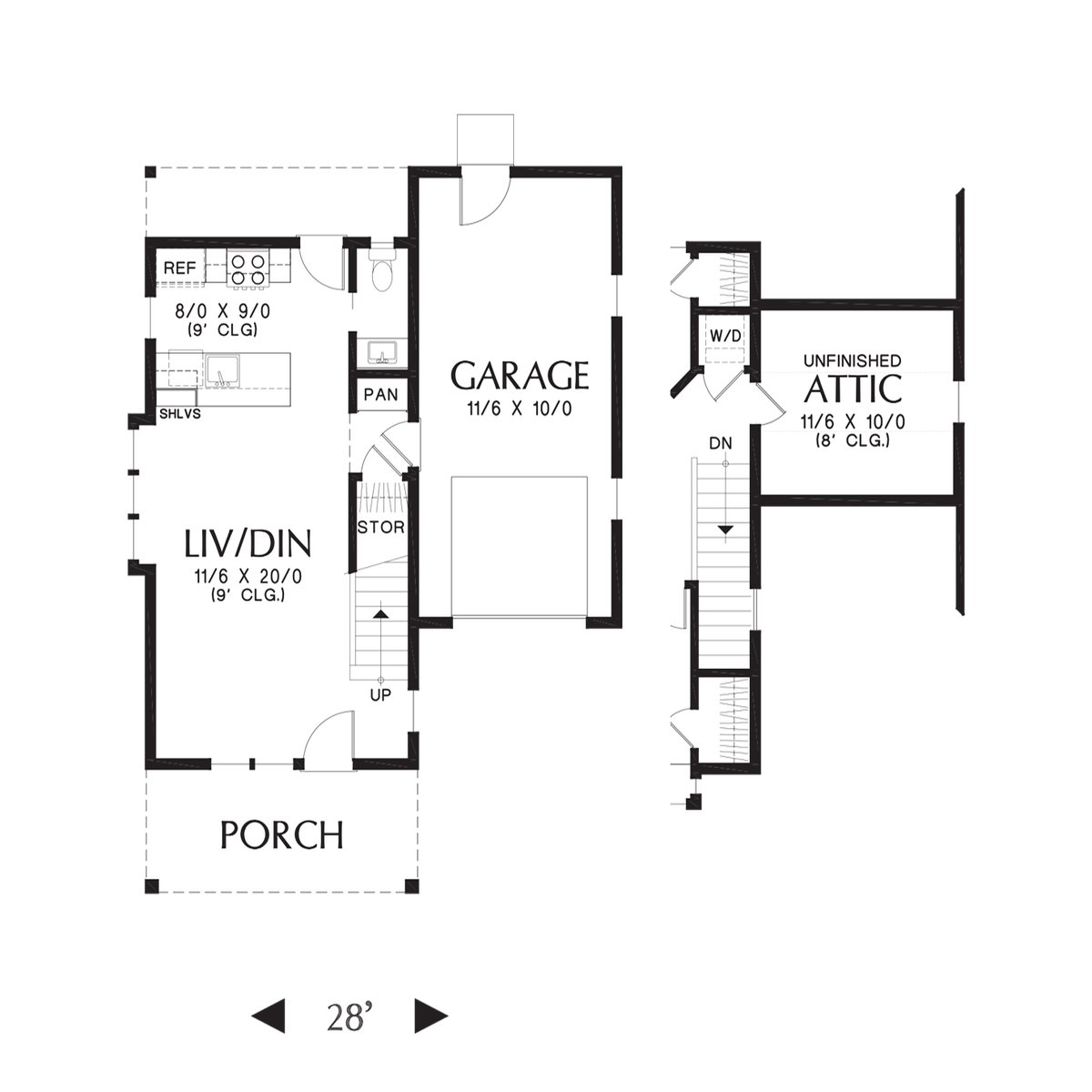 Add 1 Car Garage w/ Attic Storage Above to Mascord Roosevelt--Add 1 Car Garage w/ Attic Storage Above