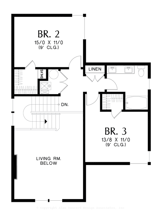 Upper Floor Plan image for Mascord Amberline-Modern Prairie Elegance Meets Contemporary Comfort and Style-Upper Floor Plan