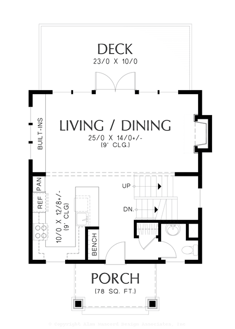 Main Floor Plan image for Mascord Mazlan-Great Small Footprint Walkout Basement Home-Main Floor Plan