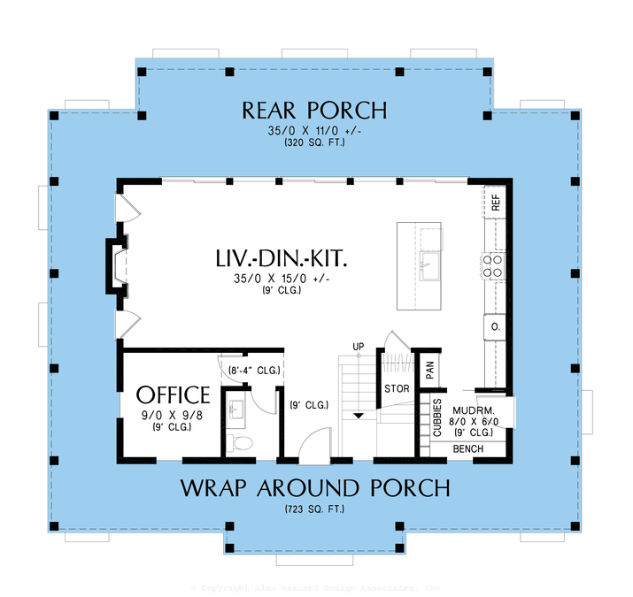 Main Floor Plan image for Mascord Newhaven-Great Farmhouse with traditional Porch-Main Floor Plan