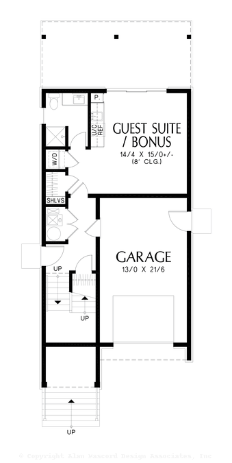 Lower Floor Plan image for Mascord Chelle-Efficient Tight Lot Plan with No Compromise on Amenities-Lower Floor Plan