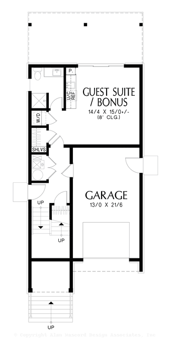 Lower Floor Plan image for Mascord Sackville-Farmhouse Style for Urban Lots-Lower Floor Plan