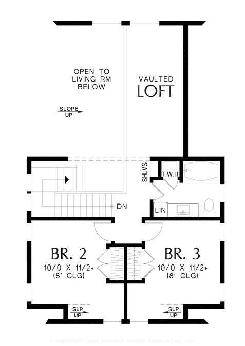 Upper Floor Plan image for Mascord Moretown-Great Plan for New Families or Empty Nesters with Grandkids-Upper Floor Plan