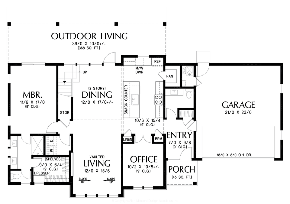Main Floor Plan image for Mascord Nordic Gable-A Masterclass in Scandinavian Design and Indoor-Outdoor Living-Main Floor Plan