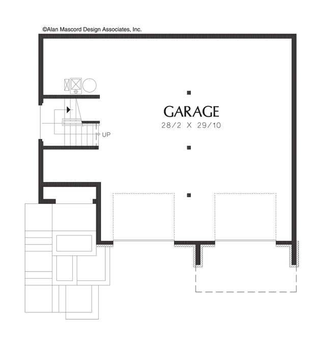 Lower Floor Plan image for Mascord Newell-Sloping Lot Tri-level Plan with Loft-Lower Floor Plan