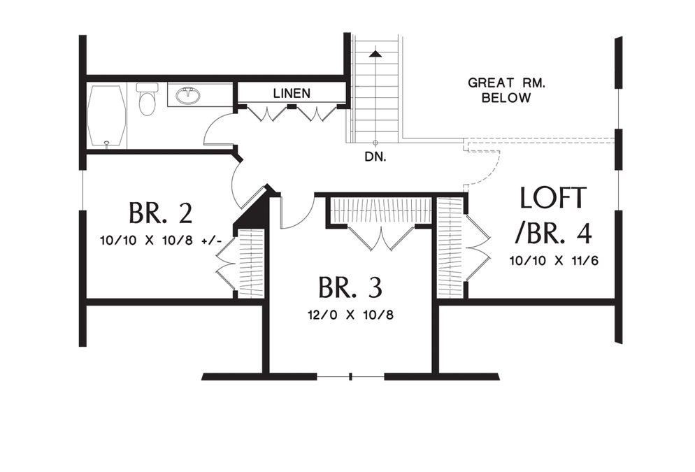 Upper Floor Plan image for Mascord Florence-Cottage Perfect for Growing and Shrinking Familes Alike-Upper Floor Plan