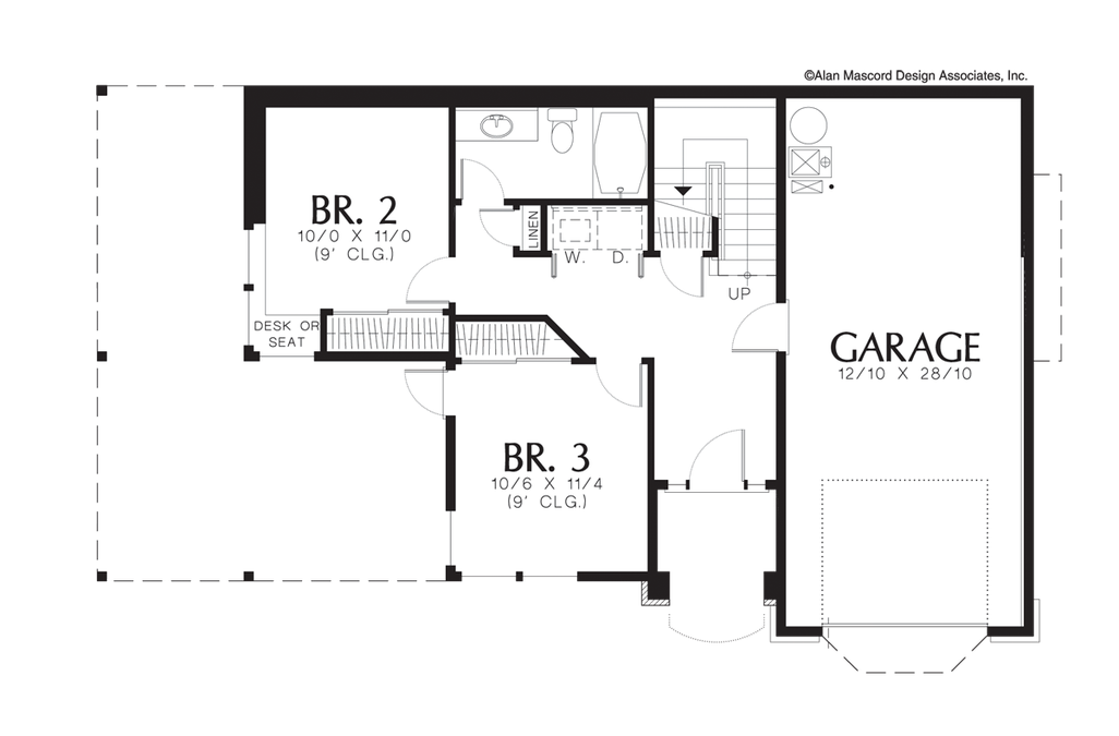 Lower Floor Plan image for Mascord Sullivann-Craftsman Style Plan with L-shaped Kitchen-Lower Floor Plan